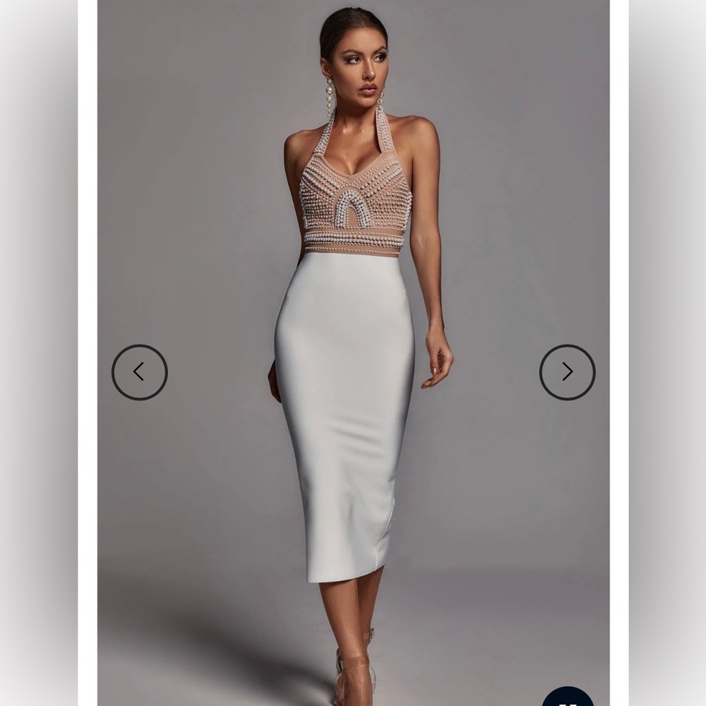 Pearl white beige dress